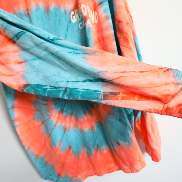 Grand Bend Canada tie-dye pullover Exist mens sweatshirt top orange blue pattern - Picture 6 of 11